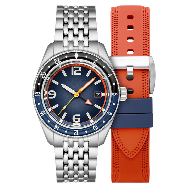 Customized New GMT Automatic Mechanical Watch Calendar Men's Luminous Diving Watch Two-way Rotating Diving Ring