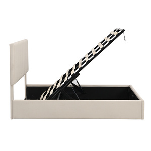 Modern Grey Wooden Platform <b>Double</b> <b>Bed</b> Frame With Lift-Up <b>Storage</b> No Spring Needed Size Base Headboard LP000211AAA Wooden <b>Beds</b> L - Product Image 4