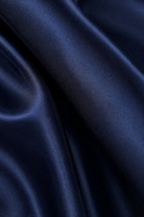 Robe de soirée longue en satin bleu marine à col en V profond et manches volantées, avec ceinture et fente haute, personnalisable, vente en gros, direct usine