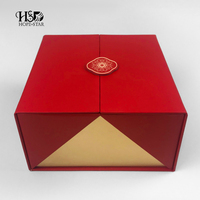Boîte cadeau rigide rouge de qualité supérieure avec double ouverture, style armoire élégante, emballage de luxe pour parfums et cosmétiques, logo personnalisé