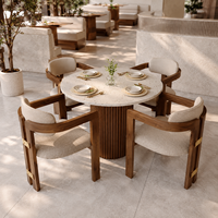 Ensemble de banquettes et fauteuils de café commerciaux personnalisés avec table et chaises en bois massif pour restaurant et café