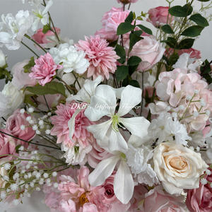 การจัดดอกไม้สีชมพูบนพื้น ทางเดินดอกไม้สำหรับตกแต่งทางเข้างานแต่งงาน - Product Image 4