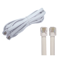 Cable Telefónico Plano CAT 3 RJ12 6P6C de 3 Metros, Color Negro