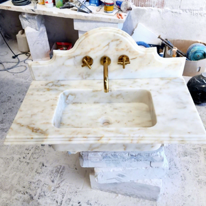 Lavabo flotante para tocador y armario de cocina para uso en lavado de Hotel Calacatta Viola Mármol Grifo de un solo orificio Fregadero de lavabo - Product Image 1