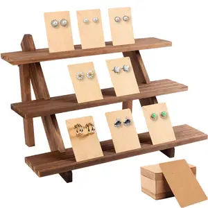 Présentoir de boucle d'oreille en bois, présentoir de carte de bijoux au détail Portable boucle d'oreille anneau organisateur support bijoux vitrine supports