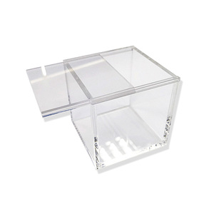Small Square transparent Display Case Clear Acrylic Ring Box With Lid