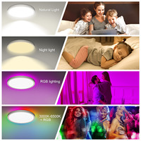 Nueva lámpara de ambiente Rgb con retroiluminación de atenuación continua redonda ultrafina 3000-6500K multifunción 24W RGB luz de techo para el hogar