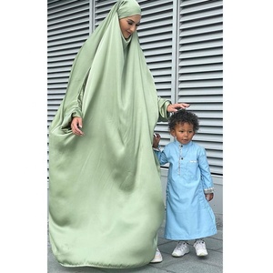 Abaya de prière une pièce pour Ramadan Robe <span class=keywords><strong>hijab</strong></span> musulmane en satin doux de Dubaï Robe caftan Robe longue Khimar vêtements islamiques Abaya <span class=keywords><strong>Djellaba</strong></span> - Product Image 1