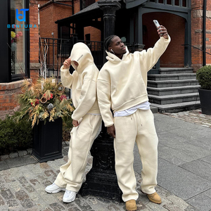 Double Layered Cotton 500 Gsm Blank Sweatsuit Wholesale Tracksuit Custom Blank Heavyweight Zip up Hoodie and <strong>Sweatpants</strong> <strong>Set</strong> - Product Image 3
