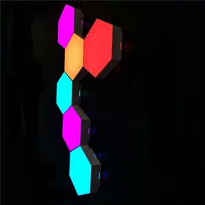 Luz led cuántica RGB, hexagonal, táctil, modular, inteligente, para decoración de habitación