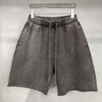 Celana Pendek Pria Retro High Street Trendy Brand, Pinggang Sedang, Gaya 3D, 100% Katun Polos dengan Layanan OEM, Pewarna Lilin, Efek Cuci