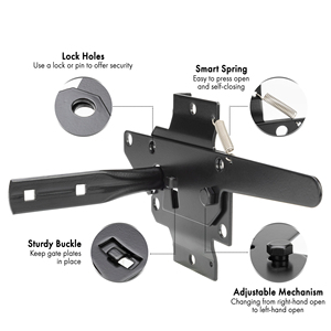Loquet de portail <span class=keywords><strong>autobloquant</strong></span> robuste pour clôture en bois, montage sur poteau, verrouillage automatique de portail, loquet de porte à gravité, quincaillerie - Product Image 3