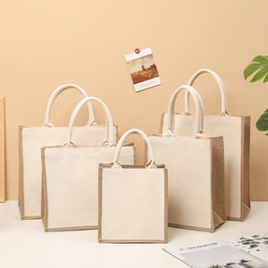 Sac fourre-tout en jute écologique avec logo personnalisé, réutilisable pour les courses, les demoiselles d'honneur, les mariages, la plage et l'usage quotidien - Product Image 1