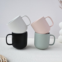 Mug à café et à lait en céramique de 350 ml, couleur unie, gaufré, compatible micro-ondes, design minimaliste moderne, boîte cadeau