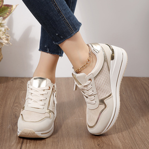 <span class=keywords><strong>Scarpe</strong></span> da passeggio <span class=keywords><strong>sportive</strong></span> alla moda <span class=keywords><strong>con</strong></span> superficie in rete, comode ed eleganti, <span class=keywords><strong>con</strong></span> suola spessa che aumenta l'altezza, leggere e allacciate. - Product Image 3
