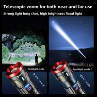 Linterna Recargable de Alta Luminosidad con Zoom, Carga Tipo-C, Alto Lumen, para Emergencias, Defensa Personal, Camping, Nueva