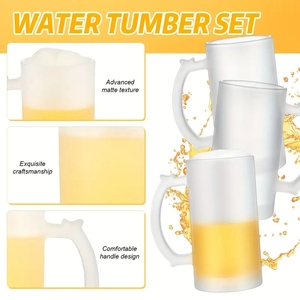 Livraison Gratuite - Nouvelle Tasse à <span class=keywords><strong>Bière</strong></span> Givrée Personnalisable en Verre de 16 oz avec Poignée, Idéale pour la Sublimation - Product Image 4