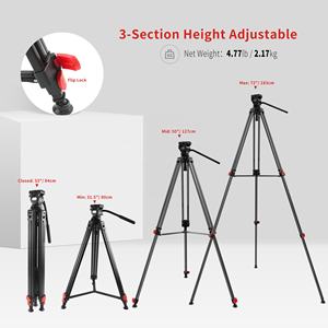 71インチヘビーデューティープロフェッショナルカメラ三脚ビデオ三脚、360度流体ヘッドDV三脚、ミドルスプレッダー付き - Product Image 5