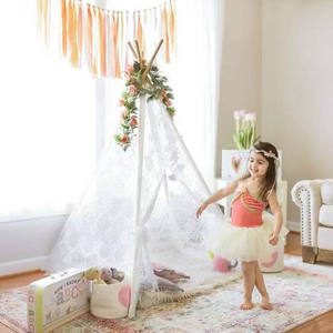 Tente <span class=keywords><strong>tipi</strong></span> pour enfants en bois massif avec dentelle blanche, trois saisons, une chambre, pour les fêtes en plein air, en intérieur, le camping - Product Image 3