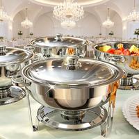 Réchaud à alcool 4,5 L en acier inoxydable avec couvercle dôme, bac à eau et bac alimentaire pour buffet, traiteur, fête, restaurant, argent/or