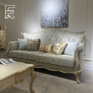 Sofá Europeo Francés de Lujo, Tallado a Mano, Tapizado en Tela, de Madera de Haya Maciza, para Sala de Estar, Salón, Villa, Estilo <span class=keywords><strong>Palacio</strong></span>, Personalizado de Alta Gama - Product Image 3