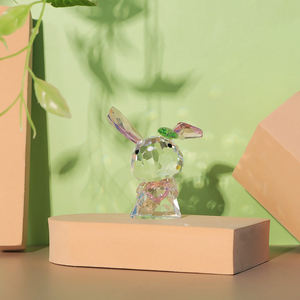 Figurine de lapin en cristal poli rose mignon, écologique, avec oreilles, souvenir, cadeau, décoration de printemps/pâques, presse-papier - Product Image 5