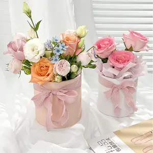 Cajas de flores de cilindro Rosa personalizadas Pequeño tubo de papel de Rosa redondo Regalo Flor Sombrero Caja Embalaje para flores