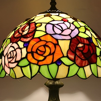 Lampe de bureau LED LongHuiJing en verre teinté à motif floral méditerranéen, base en alliage de zinc, design flexible, alimentation CA, décoration d'intérieur