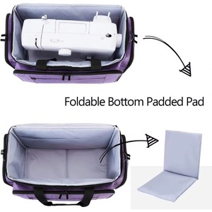 Échantillon gratuit, sac de rangement pliable de grande capacité, imperméable, avec logo personnalisé, pour machine à coudre, sac de transport à roulettes - Product Image 4