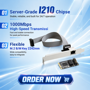 Tarjeta de Red Intel I210 M.2 B/M Key Gigabit con Cable, 1000Mbps, una sola puerto LAN RJ45, con arranque PXE y VLAN para PC Industrial, Router y Escritorio - Product Image 1