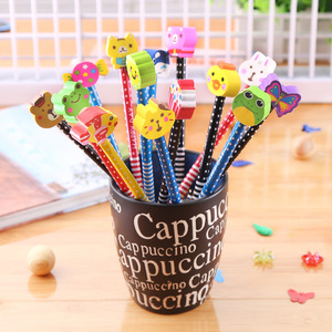 Crayons à gomme Autonomie Cartoon HB en bois avec gommes pour enfants, fournitures scolaires - Product Image 1