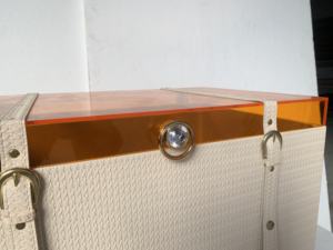 Moderno y Elegante Baúl de Almacenamiento de Madera Anidado con Tapa de Acrílico Naranja para Sala de Estar, Dormitorio, Apartamentos, Villas y Uso Doméstico - Product Image 6