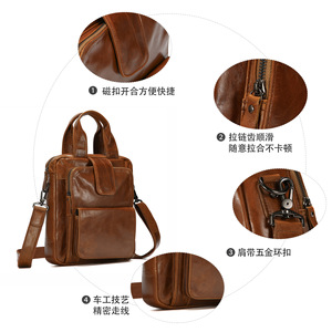 Sac bandoulière en cuir véritable Dujiang pour homme, sac fourre-tout vertical, grande capacité, durable, usage quotidien - Product Image 2