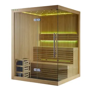 High Quality Large Size Solid Traditional Sauna Cabin Red Cedar Home Indoor Infrared Wood Steam Sauna Room