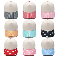 Casquette de baseball personnalisée en coton à 5 panneaux, imprimé pois, blocs de couleur et rayures, unisexe, été, pour hommes et femmes