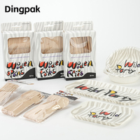 Dingpak Couverts en bois jetables écologiques modernes, échantillon gratuit, cuillères et fourchettes en bois pour le service alimentaire