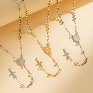 Collar de Rosario de Joyería Fina de Acero Inoxidable 316l con Baño de Oro de 14k 18k y Logotipo Personalizado Religioso, Resistente al Agua, para Mujer - Product Image 1