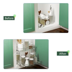 2 계층 개별 풀 아웃 캐비닛 주최자 슬라이드 아웃 주방 캐비닛 보관 슬라이딩 선반 - Product Image 6