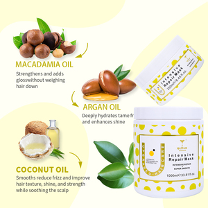 <span class=keywords><strong>Masque</strong></span> réparateur intensif personnalisé pour tous les types de cheveux, <span class=keywords><strong>nourrissant</strong></span> avec de la kératine organique, de l'acide hyaluronique, de l'argan et de l'huile de noix de coco - Product Image 5