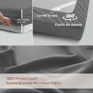 1800 draps <span class=keywords><strong>de</strong></span> luxe pour hôtel ensemble <span class=keywords><strong>de</strong></span> <span class=keywords><strong>lit</strong></span> pleine grandeur-draps rafraîchissants-literie extra douce-<span class=keywords><strong>sangles</strong></span> élastiques 4 pièces - Product Image 3