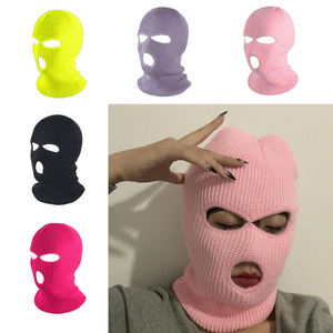 Balaclava personnalisée avec logo brodé OEM, bonnet <span class=keywords><strong>en</strong></span> tricot à 3 trous pour moto, <span class=keywords><strong>masque</strong></span> de ski intégral - Product Image 6