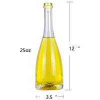 Bouteilles en verre transparent 25 oz pour sauces piquantes, huiles, confitures, limonades, whisky, vin, boissons, huiles, kombucha, kéfir, vinaigre, bière avec bouchons en T