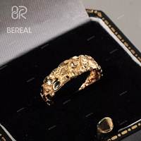 Personalizado 9K 10K 14K 18K oro sólido Pepita anillo banda hombre mujer Venta caliente Vvs Moissanite diamante Pepita banda anillo joyería fina