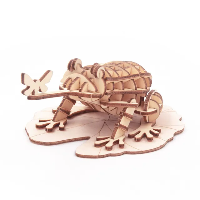 Frog Animal series wooden puzzle/picture Series 3D DIY Benefit Wisdom Handwork Stereoscopic 3D Wooden Jigsaw Puzzle
