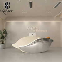 Comptoir de réception/caisse moderne en fibre de verre, design personnalisé, luxe, hauteur réglable, pour salon de manucure, spa, salle de sport, hôpital, supermarché