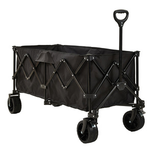 Outdoor <b>Folding</b> Camping <b>Cart</b> 150kg Load Capacity Four-Wheel Foldable Storage <b>Trolley</b> Carbon Steel Black - Product Image 3