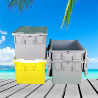 Caisse de déménagement en plastique pliable et empilable avec couvercle coulissant, bac de rangement, bac de transport, boîte de rangement recyclable