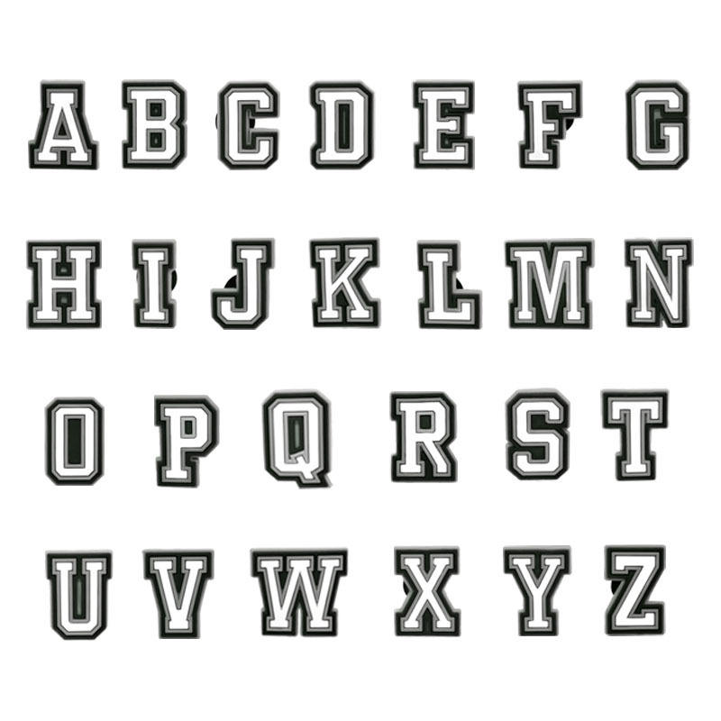 Juego de 26 letras en blanco y negro.