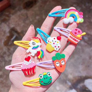 Nouvelles pinces à cheveux colorées et mignonnes en forme de dessin animé pour filles, lot de <span class=keywords><strong>10</strong></span>, accessoires de mode pour cheveux, thème crème glacée, collection 2021 - Product Image 4