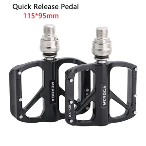 MEROCA pédale de vélo avec crampons pédales à dégagement rapide en alliage d'aluminium repose-pieds à 3 roulements pour vélo pliant Brompton - Product Image 2
